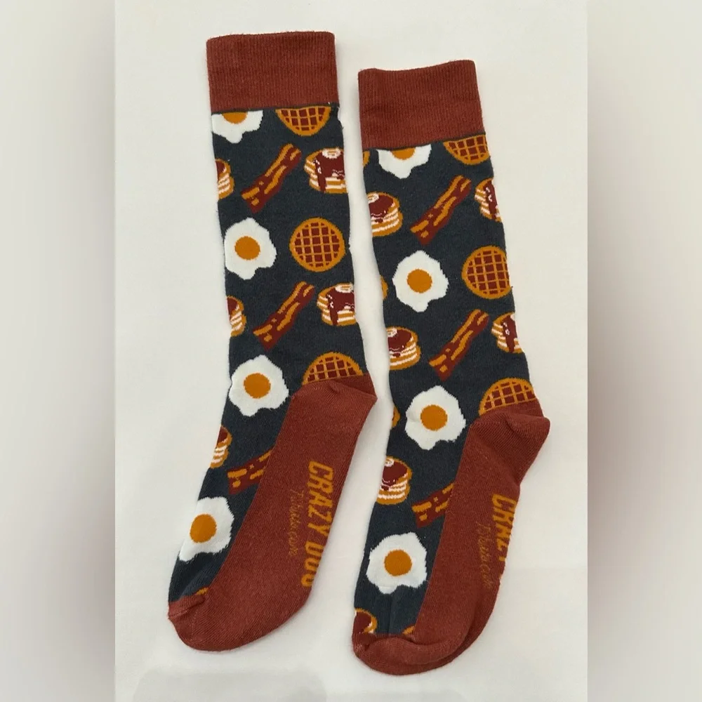 NWOT Crazy Dog T-Shirts Co. Funny Bacon & Eggs Breakfast Food Socks Men’s